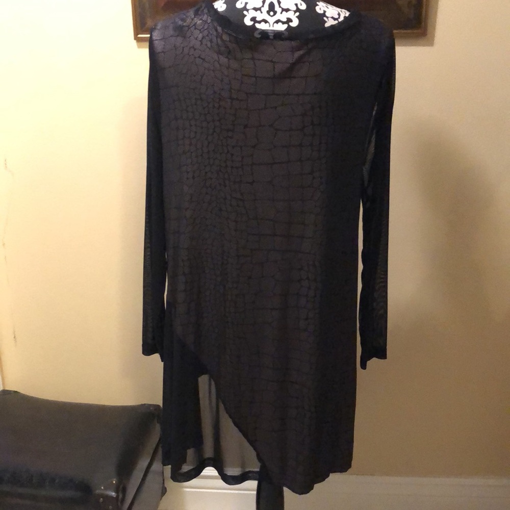 Lynn Ritchie Silver Python Print And Mesh Long Sl… - image 4